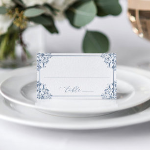 Elegant Dusty Blue Wedding  Classic Plaatskaartje
