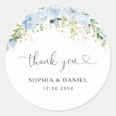 Elegant Dusty Blue Wedding Classic Round Sticker (Voorkant)