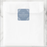 Elegant Dusty Blue Wedding Classic Vierkante Sticker<br><div class="desc">Deze elegante,  stoffige blauwe trouwbonstickers zijn perfect om je trouwloten te bezegelen of om andere trouwfeesten aan te trekken. Ze hebben een  duster blauw hokjesontwerp met elegante tekst.</div>