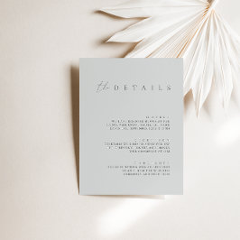 Elegant Dusty Blue Wedding Details Enclosure Card Kaart