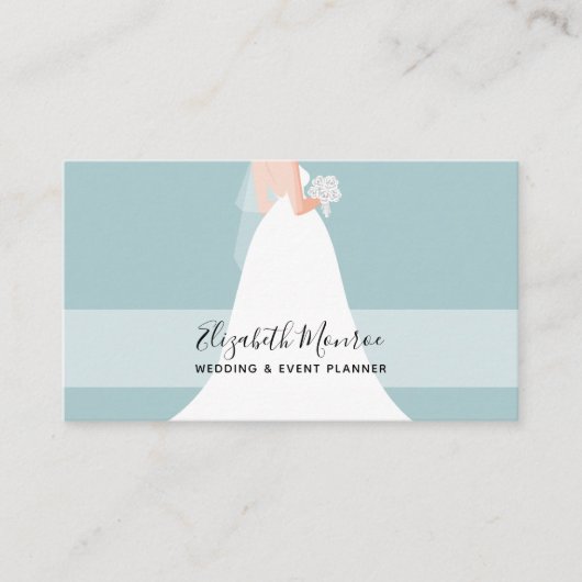 Elegant Dusty Blue Wedding Event Planner Visitekaartje (Voorkant)