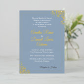 Elegant Dusty Blue Wedding Folie Uitnodiging (Staand Voorkant)
