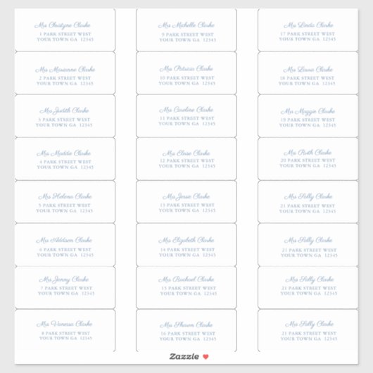 Elegant Dusty Blue Wedding Guest Adresetiketten Sticker (Vel)