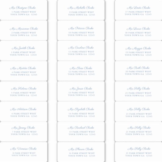 Elegant Dusty Blue Wedding Guest Adresetiketten Sticker (Voorkant)