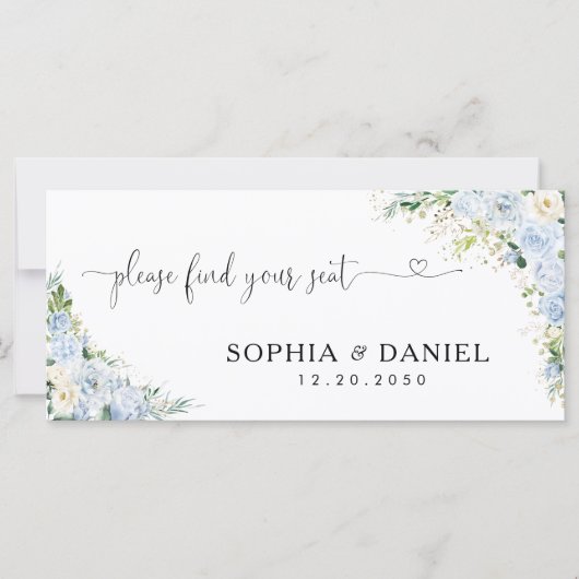 Elegant Dusty Blue Wedding Head Table Sign (Voorkant)