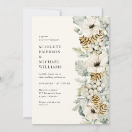 Elegant Dusty Blue Wedding Invitation Kaart