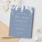 Elegant Dusty Blue Wedding Invitation Kaart