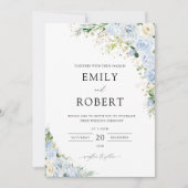Elegant Dusty Blue Wedding Invitation Kaart (Voorkant)