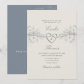 Elegant Dusty Blue Wedding Invitation Kaart (Voorkant / Achterkant)
