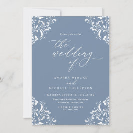 Elegant  Dusty Blue Wedding Kaart