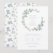 Elegant Dusty Blue Wedding Kaart (Voorkant / Achterkant)