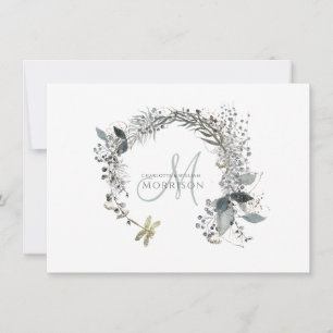 Elegant Dusty Blue Wedding Monogram Notitiekaartje