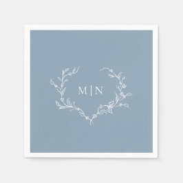 Elegant Dusty Blue Wedding Monogram Paper Napkin Servet