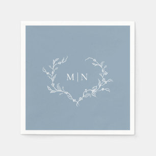 Elegant Dusty Blue Wedding Monogram Paper Napkin Servet