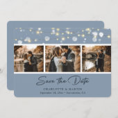 Elegant Dusty Blue Wedding Photo Save the Date (Voorkant / Achterkant)