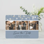 Elegant Dusty Blue Wedding Photo Save the Date (Staand voorkant)