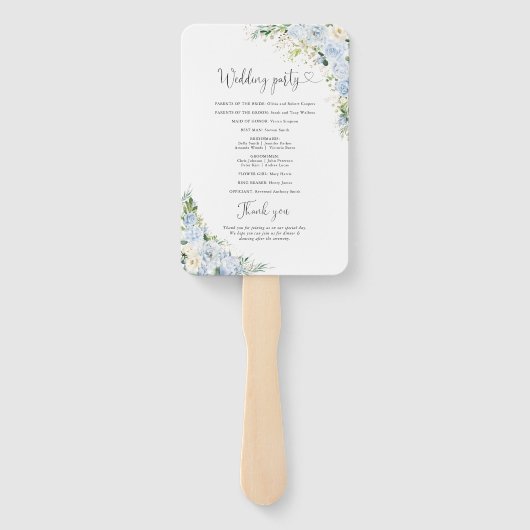 Elegant Dusty Blue Wedding Program  Handwaaier (Achterkant)