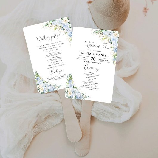 Elegant Dusty Blue Wedding Program  Handwaaier