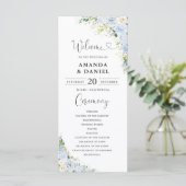 Elegant Dusty Blue Wedding Program Programmakaart (Staand voorkant)