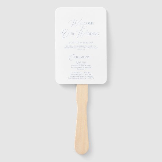 Elegant Dusty Blue Wedding Program & Welcome Sign Handwaaier (Voorkant)