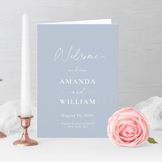 Elegant Dusty Blue Wedding Programme Bedankkaart