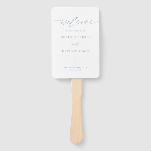 Elegant Dusty Blue Wedding Programme Handwaaier (Voorkant)