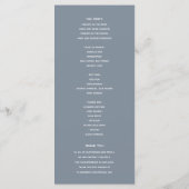 Elegant Dusty Blue Wedding Programme Programmakaart (Achterkant)