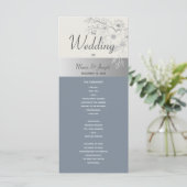 Elegant Dusty Blue Wedding Programme Programmakaart (Staand voorkant)