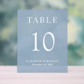Elegant Dusty Blue Wedding Receptie Tafelnummer Acryl Bord (Neutraal)