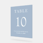 Elegant Dusty Blue Wedding Receptie Tafelnummer Acryl Bord (Hoek)