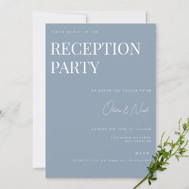 Elegant Dusty Blue Wedding Receptie Uitnodiging