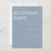 Elegant Dusty Blue Wedding Receptie Uitnodiging (Voorkant)
