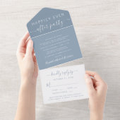 Elegant Dusty Blue Wedding Reception All In One Uitnodiging (Afscheurbaar)