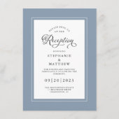 Elegant Dusty Blue Wedding Reception Chic Borders Informatiekaartje (Voorkant)