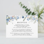 Elegant Dusty Blue Wedding Reception Informatiekaartje (Staand voorkant)