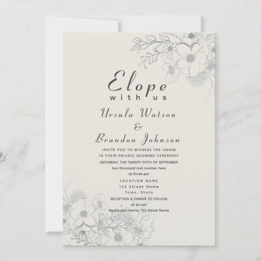 Elegant Dusty Blue Wedding Reception Kaart (Voorkant)