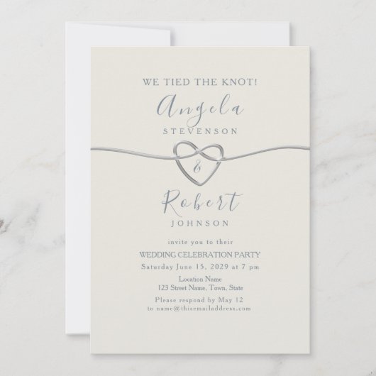 Elegant Dusty Blue Wedding Reception Kaart (Voorkant)