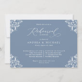 Elegant Dusty Blue Wedding Rehearsal Dinner Kaart (Voorkant)