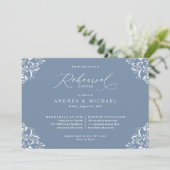 Elegant Dusty Blue Wedding Rehearsal Dinner Kaart (Staand voorkant)