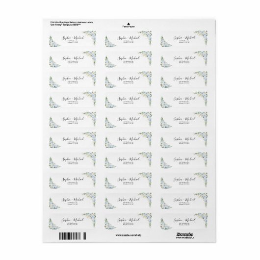 Elegant Dusty Blue Wedding Return Address Label (Full Sheet)