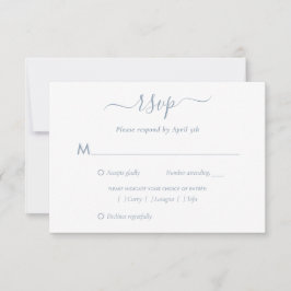 Elegant Dusty Blue Wedding RSVP Kaarten