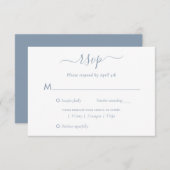 Elegant Dusty Blue Wedding RSVP Kaarten (Voorkant / Achterkant)