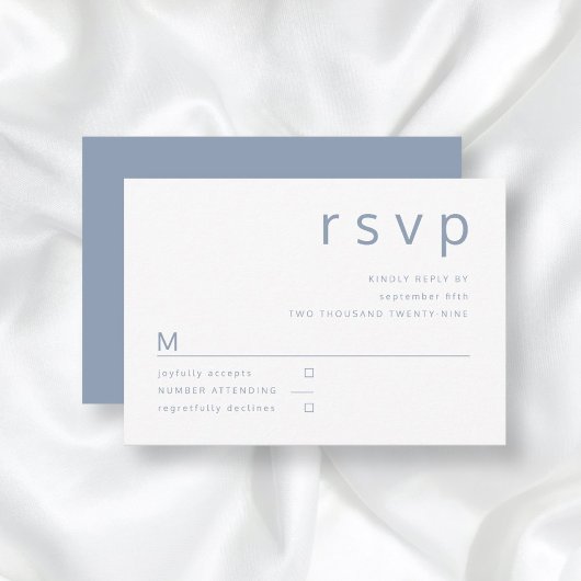 Elegant Dusty Blue Wedding RSVP Kaartje