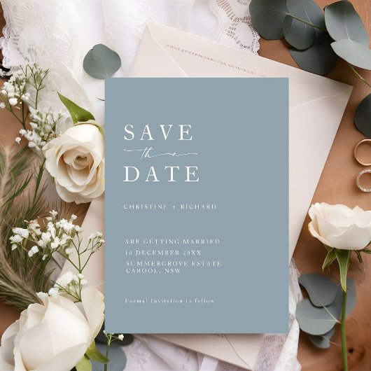 Elegant Dusty Blue Wedding Save the Date