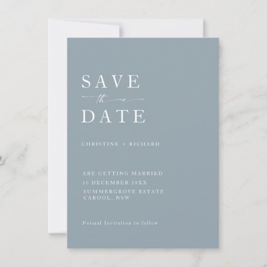 Elegant Dusty Blue Wedding Save the Date (Voorkant)
