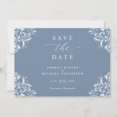 Elegant Dusty Blue Wedding Save the Date Cards (Voorkant)