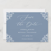 Elegant Dusty Blue Wedding Save the Date Cards (Voorkant)