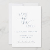 Elegant Dusty Blue Wedding Save The Date Kaart (Voorkant)