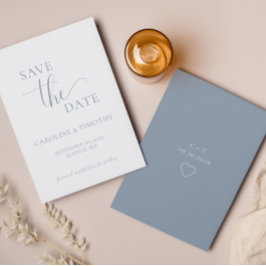 Elegant Dusty Blue Wedding Save The Date Kaart