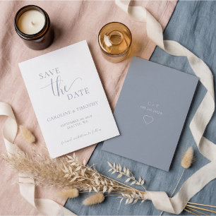 Elegant Dusty Blue Wedding Save The Date Kaart
